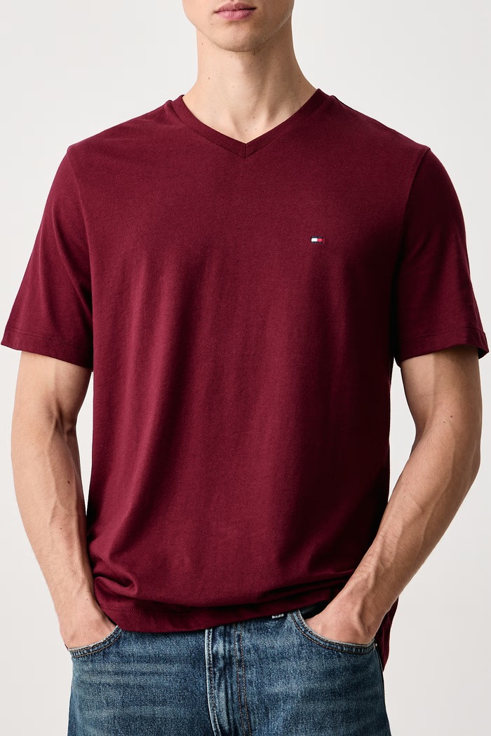 Odzież Tommy Hilfiger T-shirt męski bawełniany MW0MW39249 bordowy