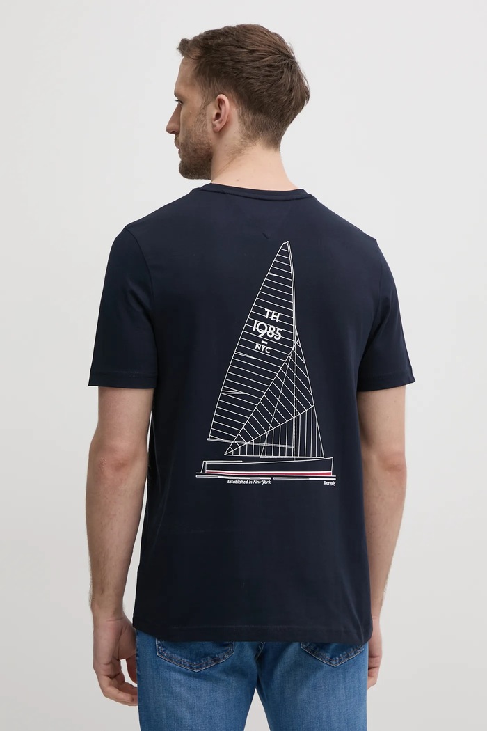 Βαμβακερό μπλουζάκι Tommy Hilfiger βαμβάκι σκούρο μπλε MW0MW38614