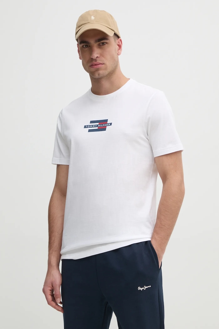 Pamučna majica Tommy Hilfiger Planet friendly bijela MW0MW38636