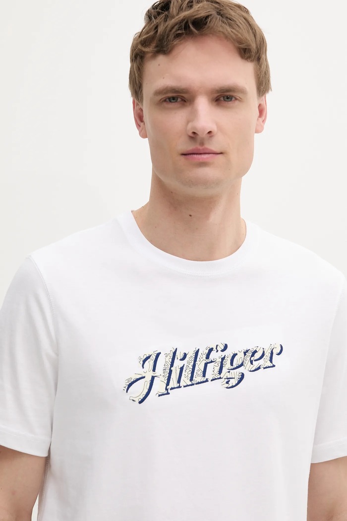 Дрехи Памучна тениска Tommy Hilfiger MW0MW38642 бял
