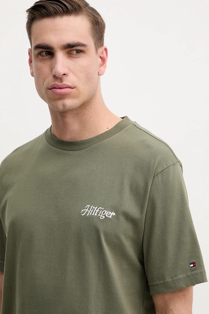 Odzież Tommy Hilfiger t-shirt bawełniany MW0MW38643 zielony
