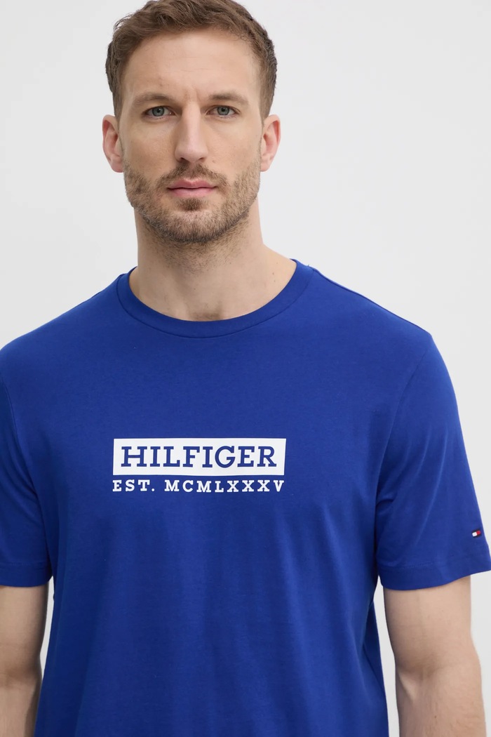 Памучна тениска Tommy Hilfiger син MW0MW39149