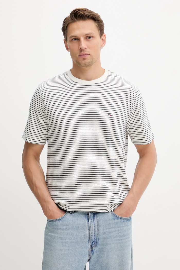 Tommy Hilfiger majica muška pamučna Planet friendly bež MW0MW39995