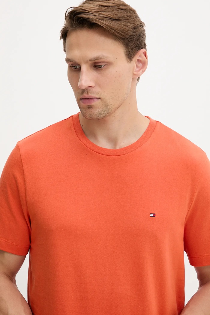 Oblečenie Tommy Hilfiger tričko pánske bavlnené MW0MW39995 oranžová