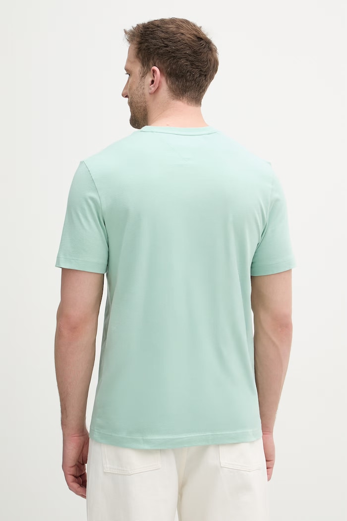 Îmbrăcăminte Tommy Hilfiger tricou bărbătesc din bumbac MW0MW39995 turcoaz