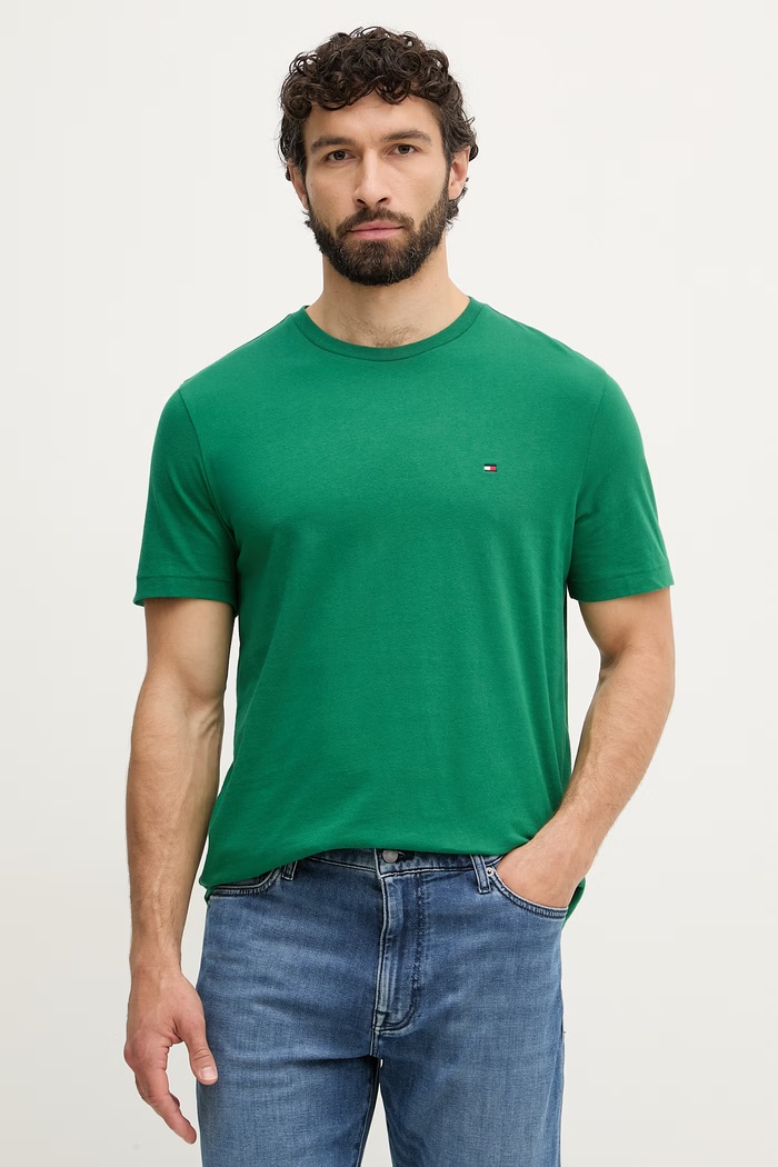 Tommy Hilfiger T-shirt ανδρικό βαμβακερό πράσινο MW0MW39995
