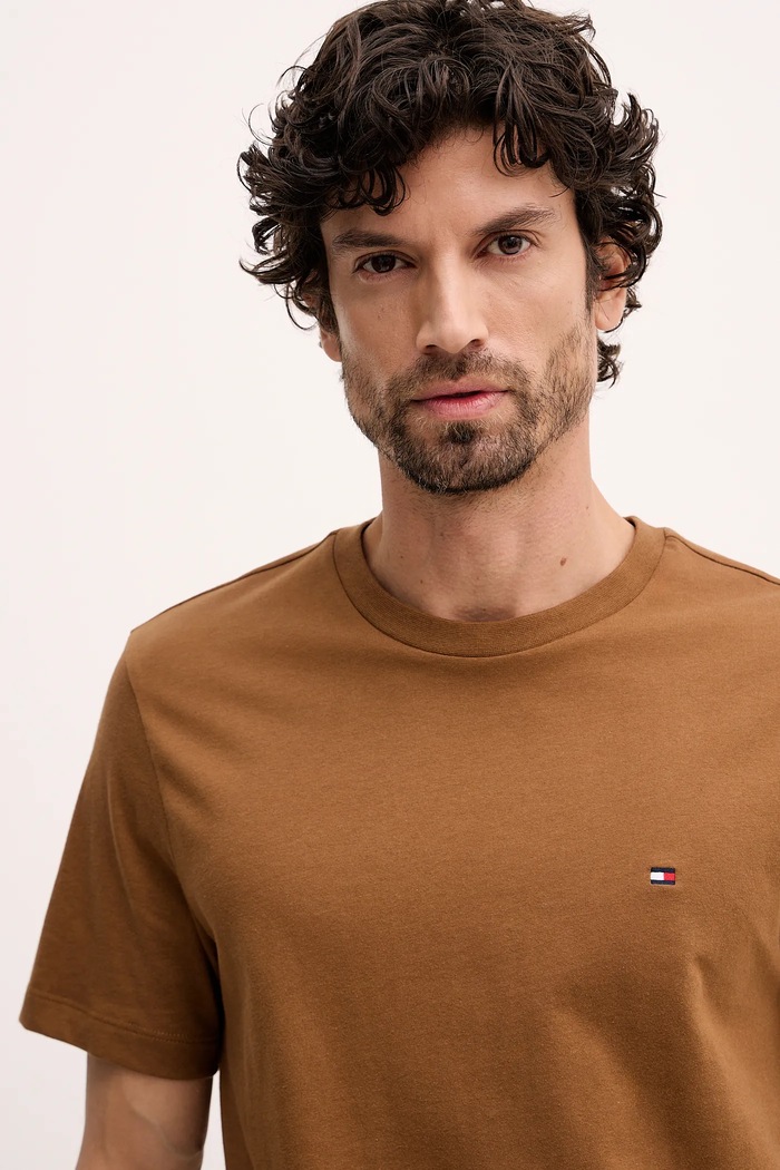 Tommy Hilfiger tričko pánske bavlnené hnedá MW0MW39995