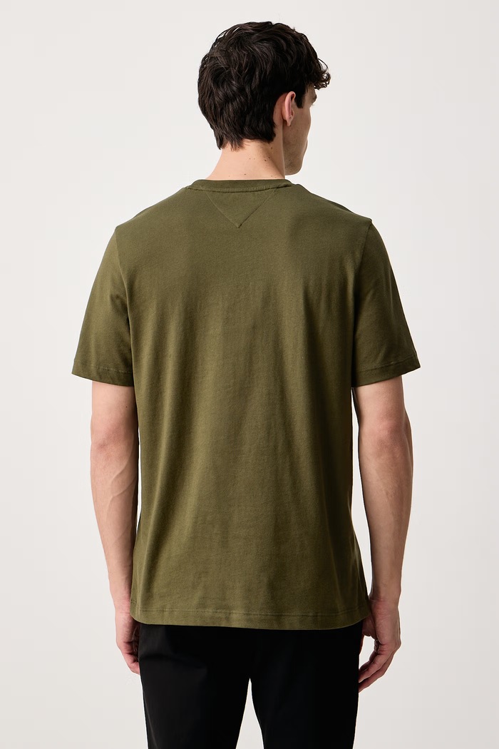 Tommy Hilfiger T-shirt męski bawełniany MW0MW39995 zielony SS26
