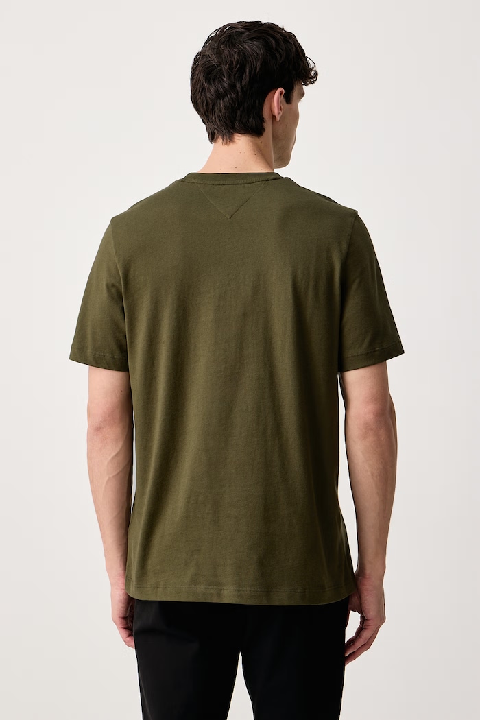 Tommy Hilfiger T-shirt męski bawełniany MW0MW39995 zielony SS26