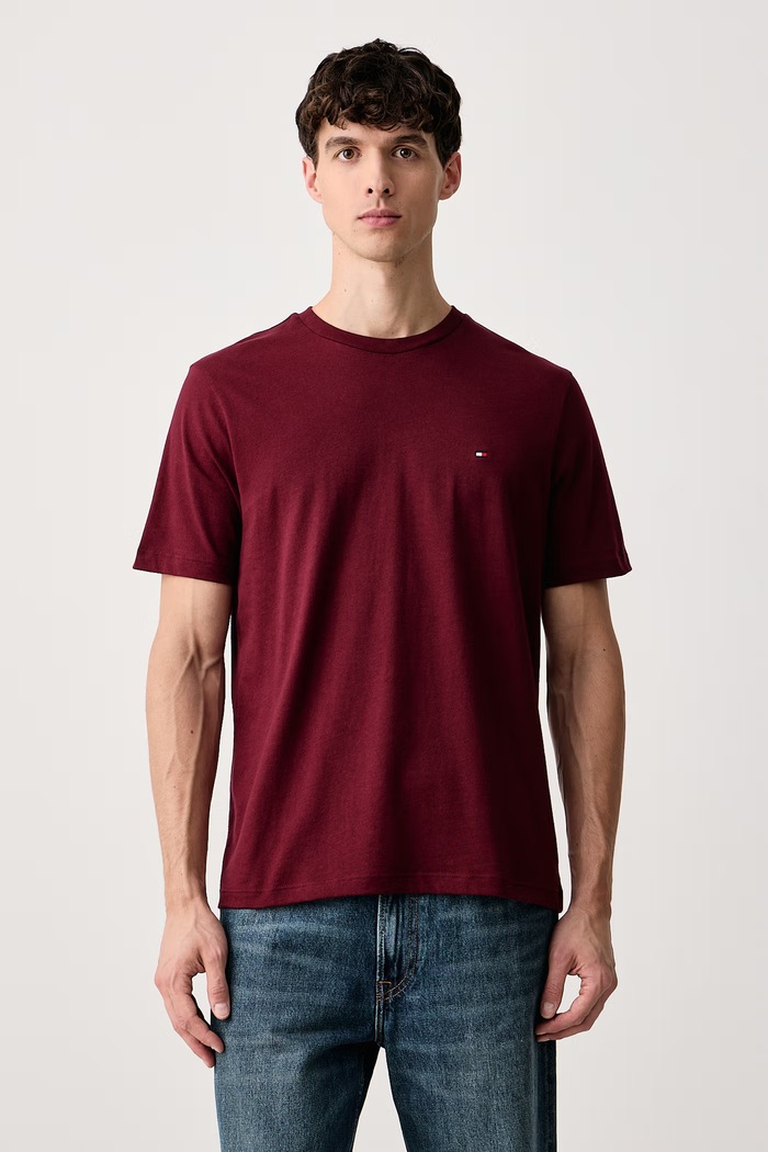 Tommy Hilfiger T-shirt męski bawełniany bordowy MW0MW39995