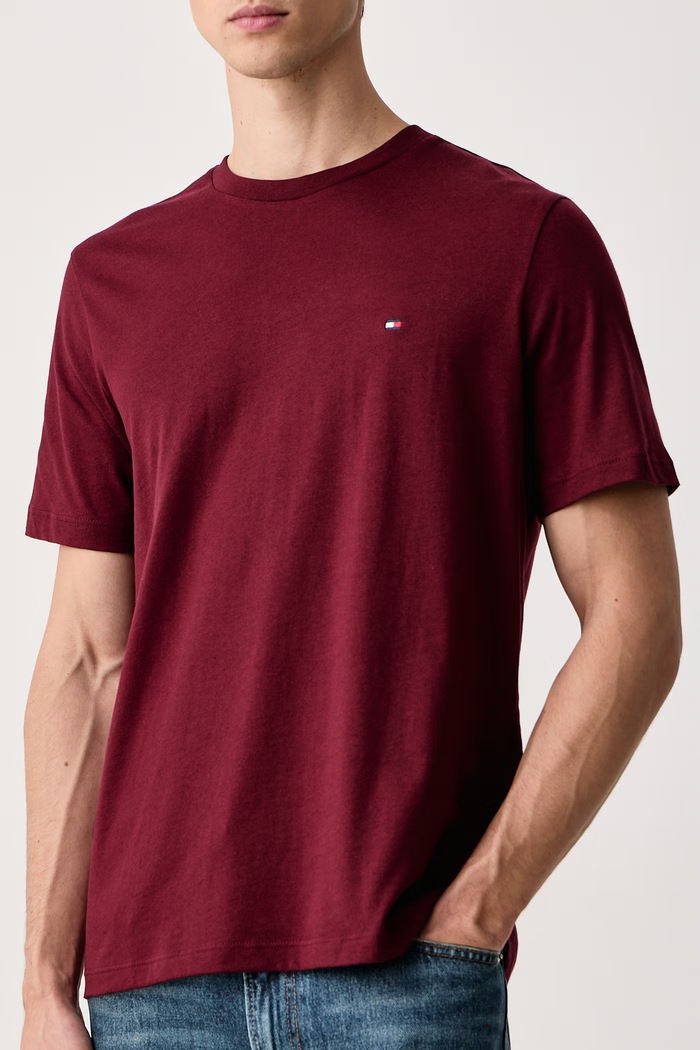 Odzież Tommy Hilfiger T-shirt męski bawełniany MW0MW39995 bordowy
