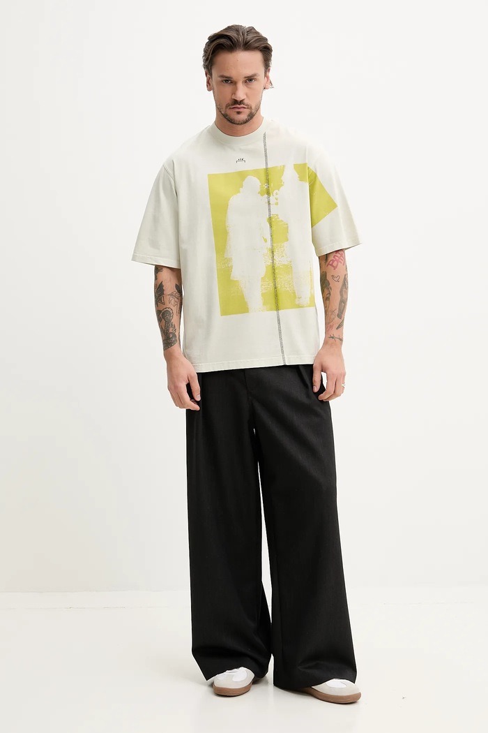 Памучна тениска A-COLD-WALL* ACWMTS214 бежов SS25