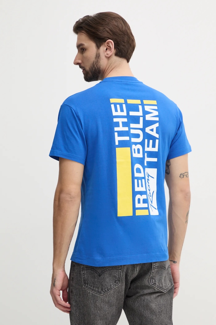 Bavlněné tričko Red Bull Racing x Pepe Jeans REDBULL TEAM TEE hladký fialová RM500014