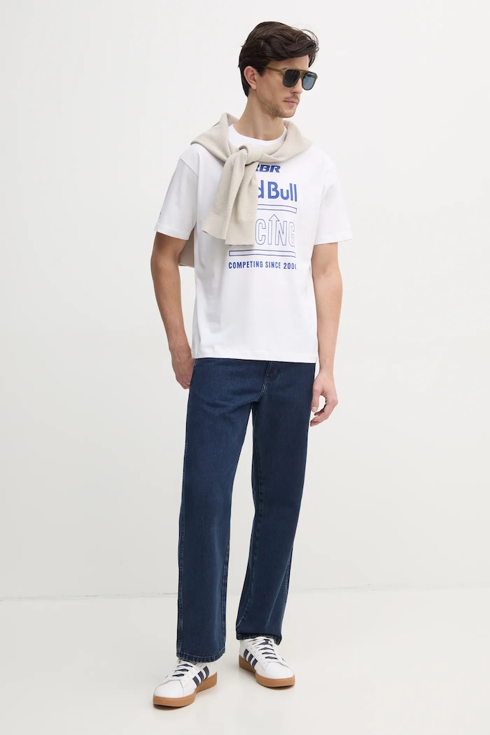 Pamučna majica Red Bull Racing x Pepe Jeans RACING HISTORY TEE RM500020 bijela SS25