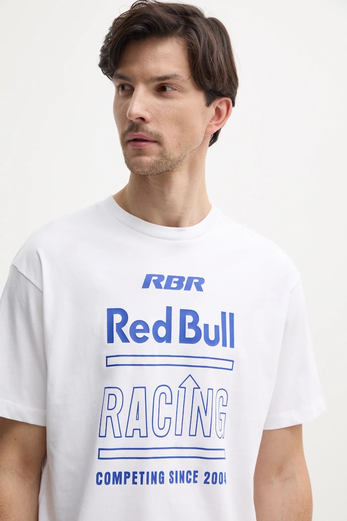 Pamučna majica Red Bull Racing x Pepe Jeans RACING HISTORY TEE bijela RM500020