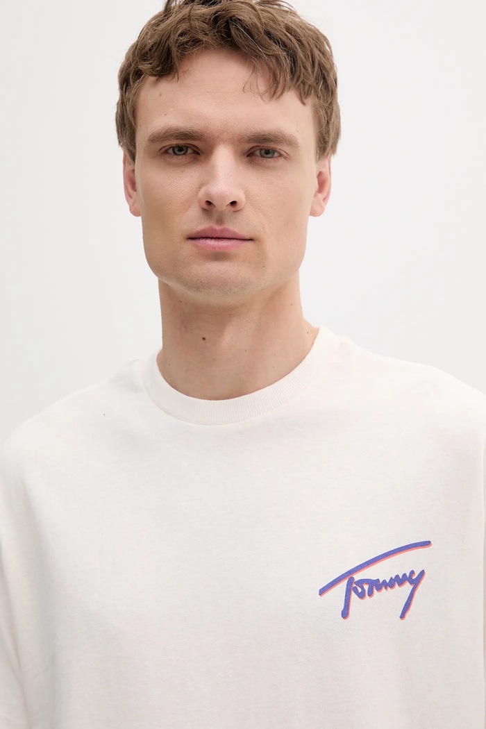 Oblečenie Tommy Jeans Bavlnené tričko Tommy Jeans DM0DM20768 béžová