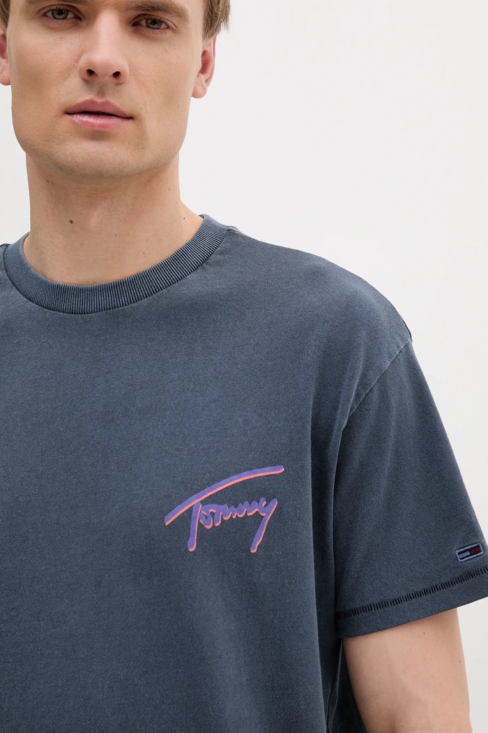 Odzież Tommy Jeans t-shirt bawełniany DM0DM20768 niebieski