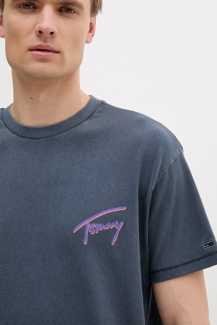 Odzież Tommy Jeans t-shirt bawełniany DM0DM20768 niebieski
