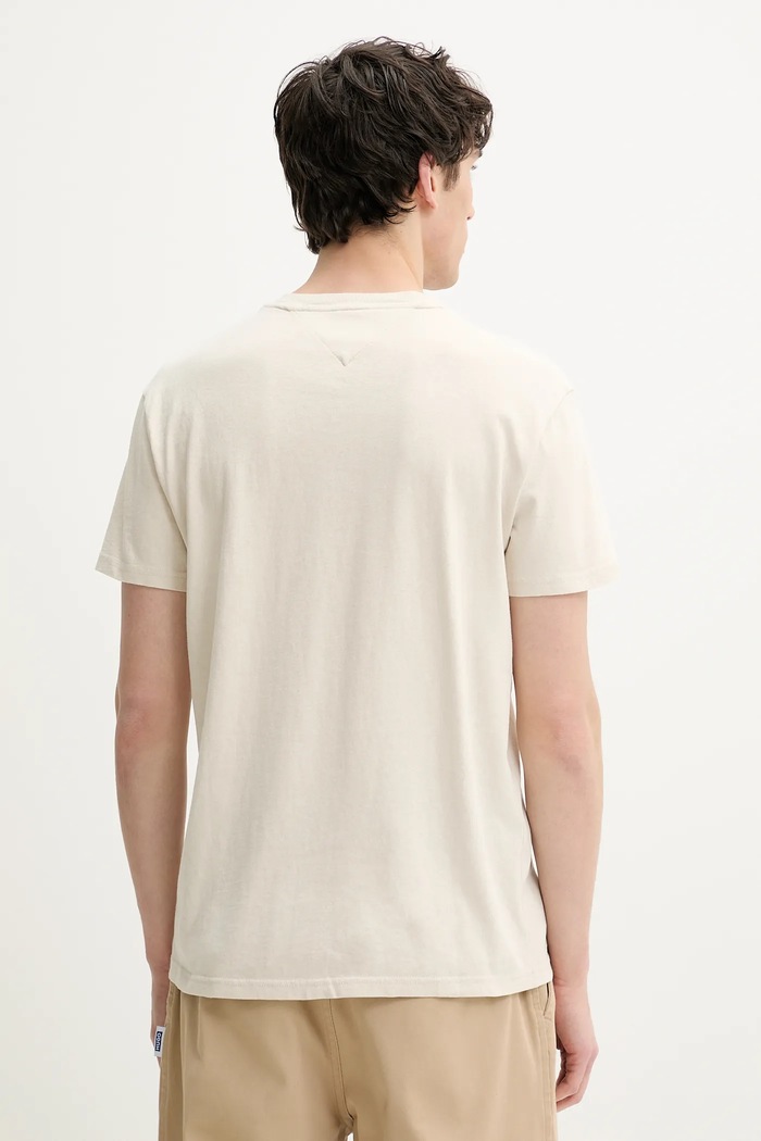 Tommy Jeans t-shirt bawełniany DM0DM20773 beżowy SS25