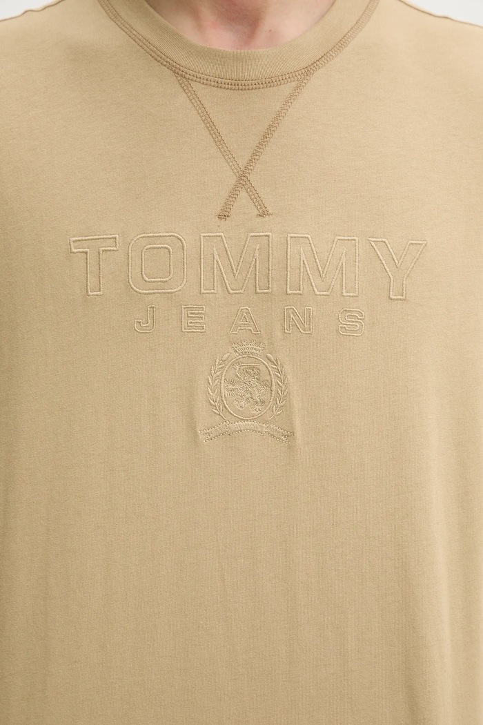Pamučna majica Tommy Jeans bež DM0DM20805