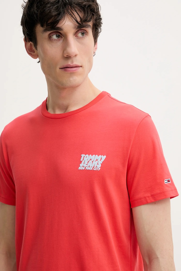 Bavlněné tričko Tommy Jeans oranžová DM0DM21863