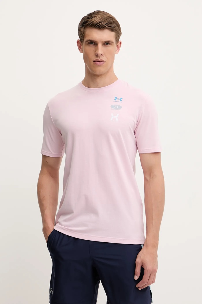 Under Armour t-shirt treningowy z elastanem różowy 1390165