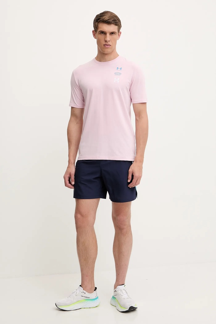 Under Armour t-shirt treningowy 1390165 różowy SS25