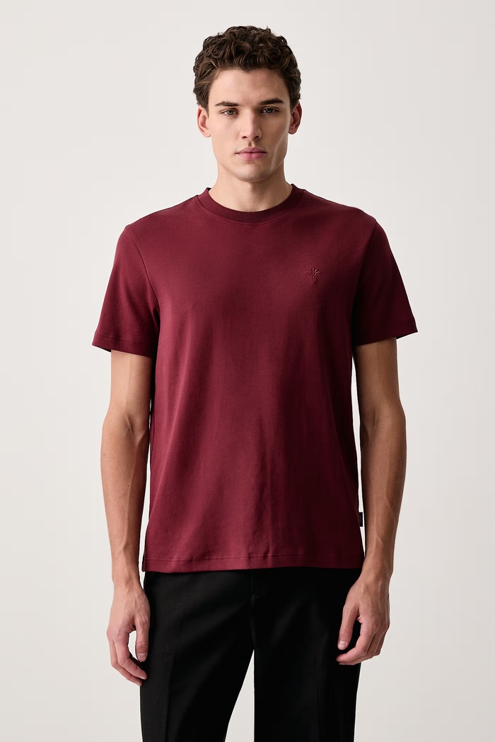 Joop! T-shirt męski bawełniany bordowy 30045539