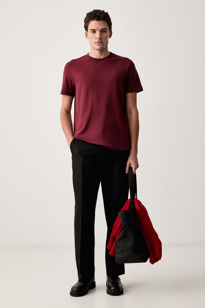 Joop! T-shirt męski bawełniany 30045539 bordowy SS26