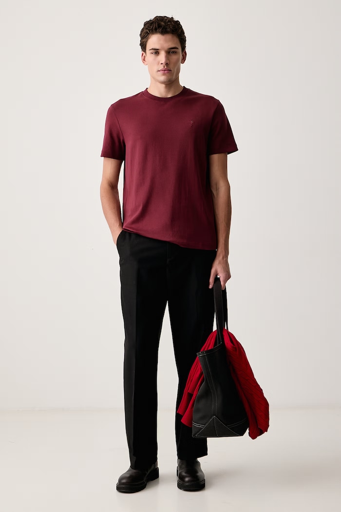 Joop! T-shirt męski bawełniany 30045539 bordowy SS26