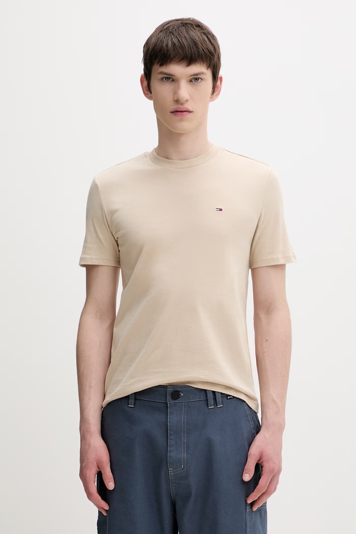 Tommy Jeans Tricou basic bărbați bumbac pachet de 2 bej DM0DM20687