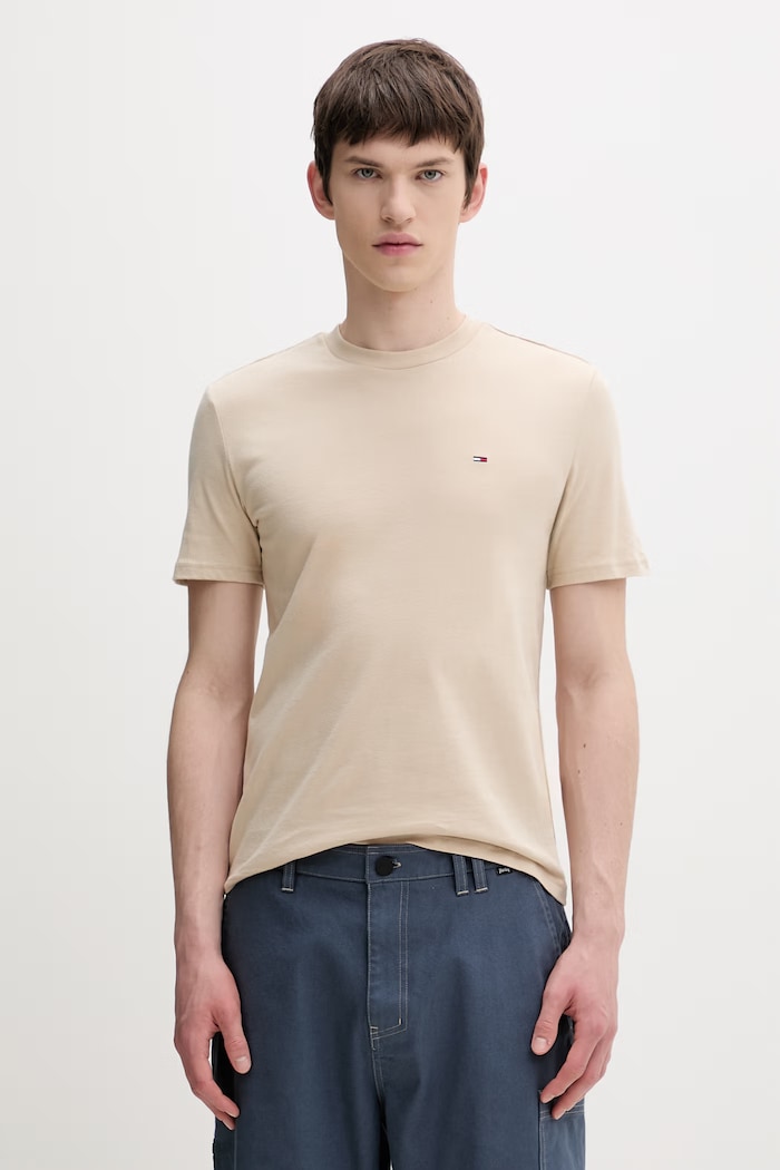 Tommy Jeans Tricou basic bărbați bumbac pachet de 2 bej DM0DM20687