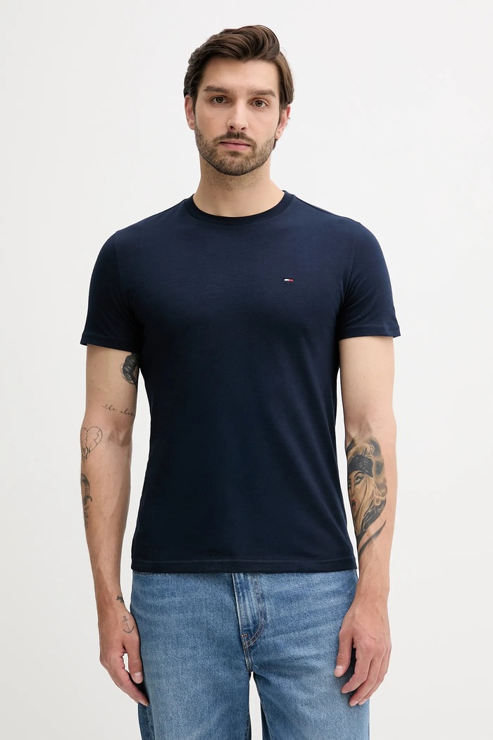 Tommy Jeans basic tričko pánske bavlnené 2-pak slim tmavomodrá DM0DM20687