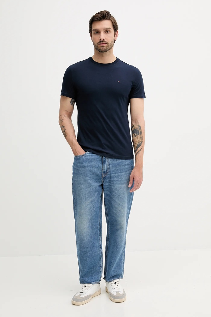 Oblečenie Tommy Jeans basic tričko pánske bavlnené 2-pak DM0DM20687 tmavomodrá