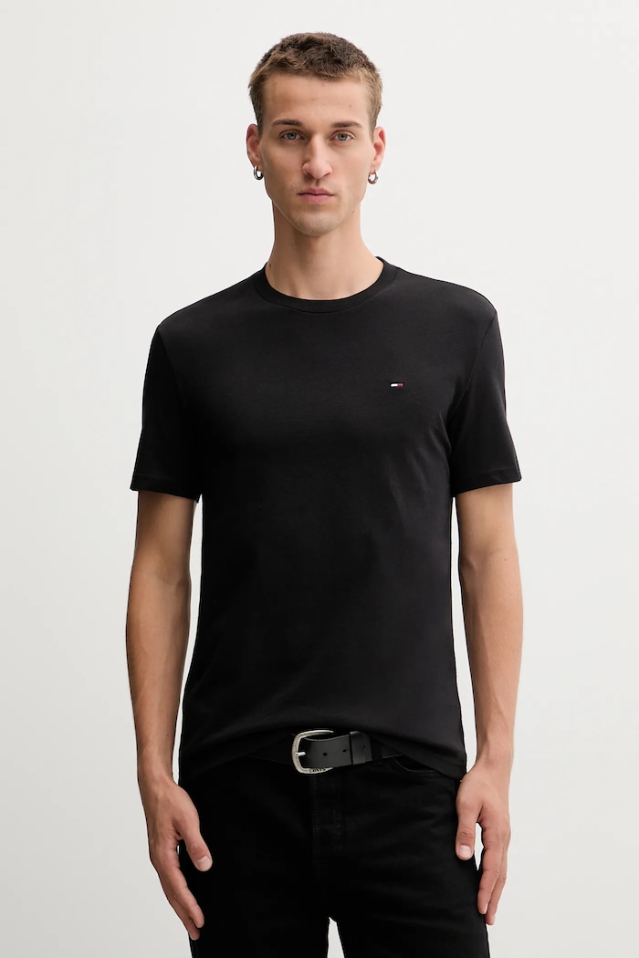 Tommy Jeans basic tričko pánske bavlnené 2-balenie slim tmavomodrá DM0DM20687
