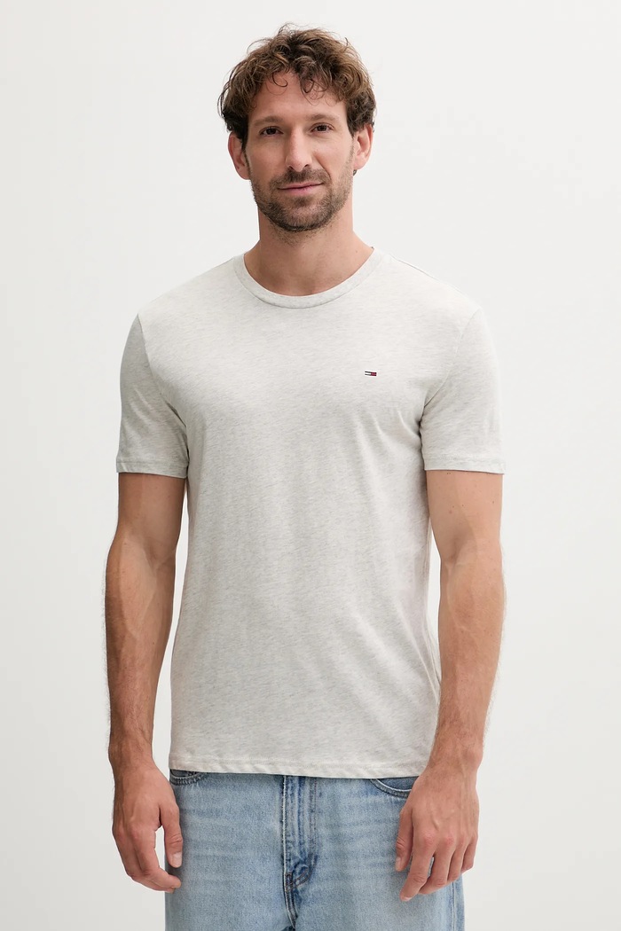 Tommy Jeans tricou bărbați bumbac pachet de 3 uni gri DM0DM21579