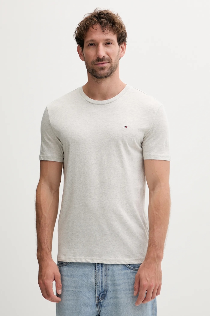 Tommy Jeans tricou bărbați bumbac pachet de 3 uni gri DM0DM21579