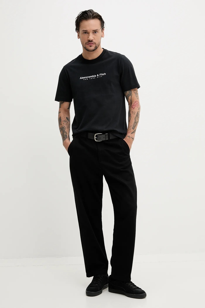 Abercrombie & Fitch t-shirt bawełniany KI175.5130.900 czarny SS25