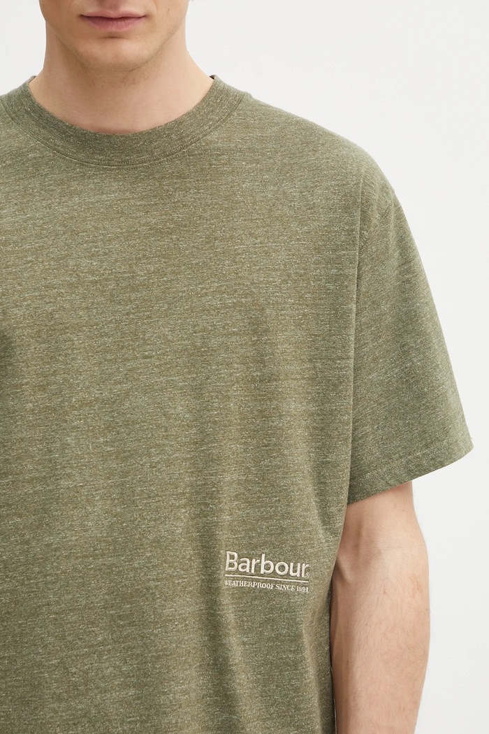 Barbour t-shirt Barbour Calton Linen Blend OS Fit T-Shirt zielony MTS1404