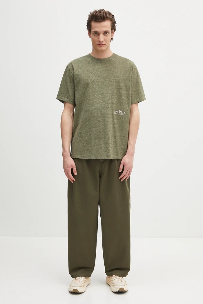 Barbour t-shirt Barbour Calton Linen Blend OS Fit T-Shirt MTS1404 zielony