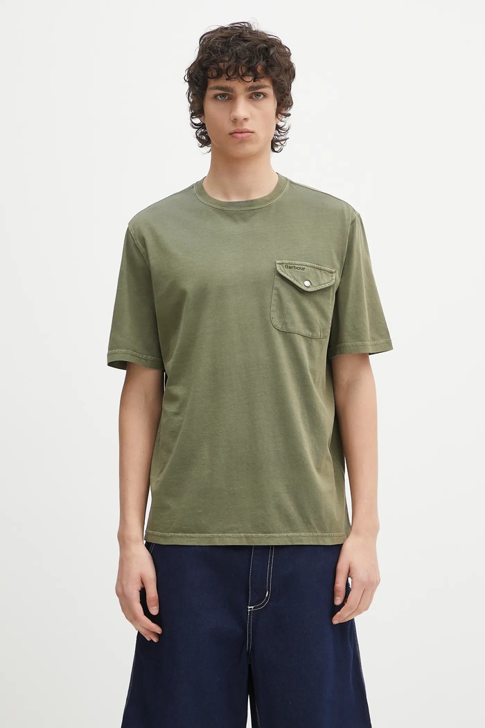 Barbour t-shirt bawełniany Barbour Newstreet Relaxed Fit T-Shirt bawełna zielony MTS1398