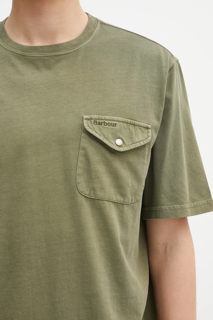 Barbour t-shirt bawełniany Barbour Newstreet Relaxed Fit T-Shirt zielony MTS1398