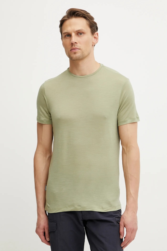 Icebreaker t-shirt sportowy Merino Blend 125 Sphere zielony IB0A56ZMA741