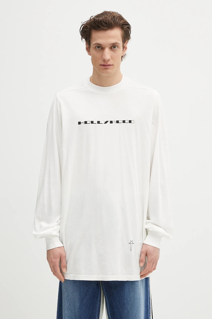 Bavlněné tričko s dlouhým rukávem Rick Owens DRKSHDW Jumbo Ls T relaxed bílá DU01E3261.RNEP5