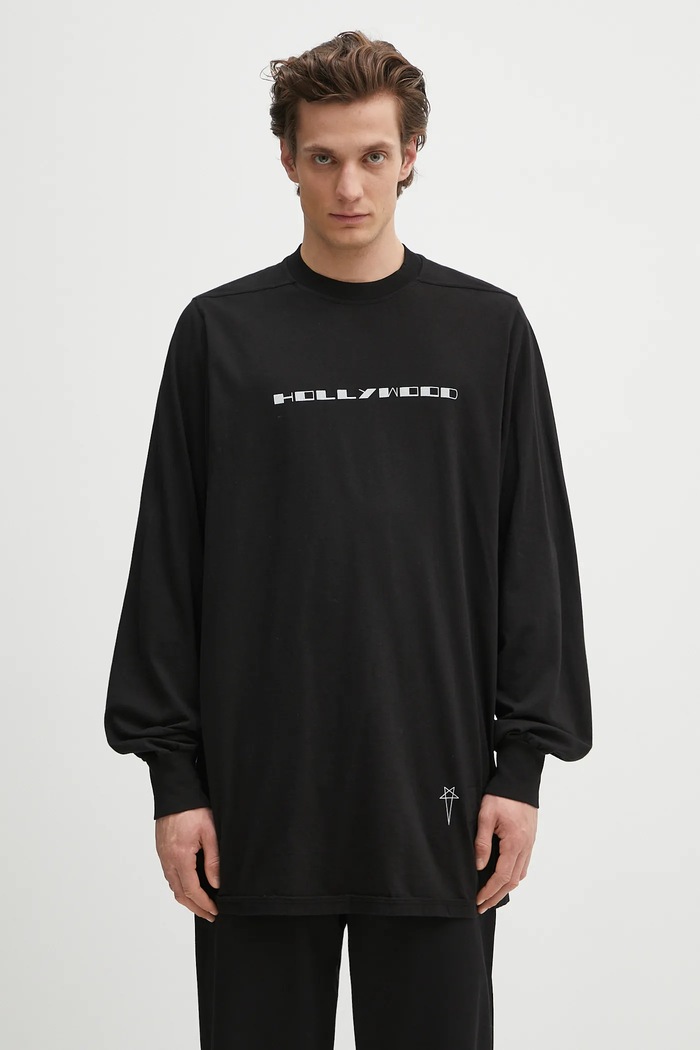 Rick Owens DRKSHDW cotton longsleeve top Jumbo Ls T relaxed black DU01E3261.RNEP5