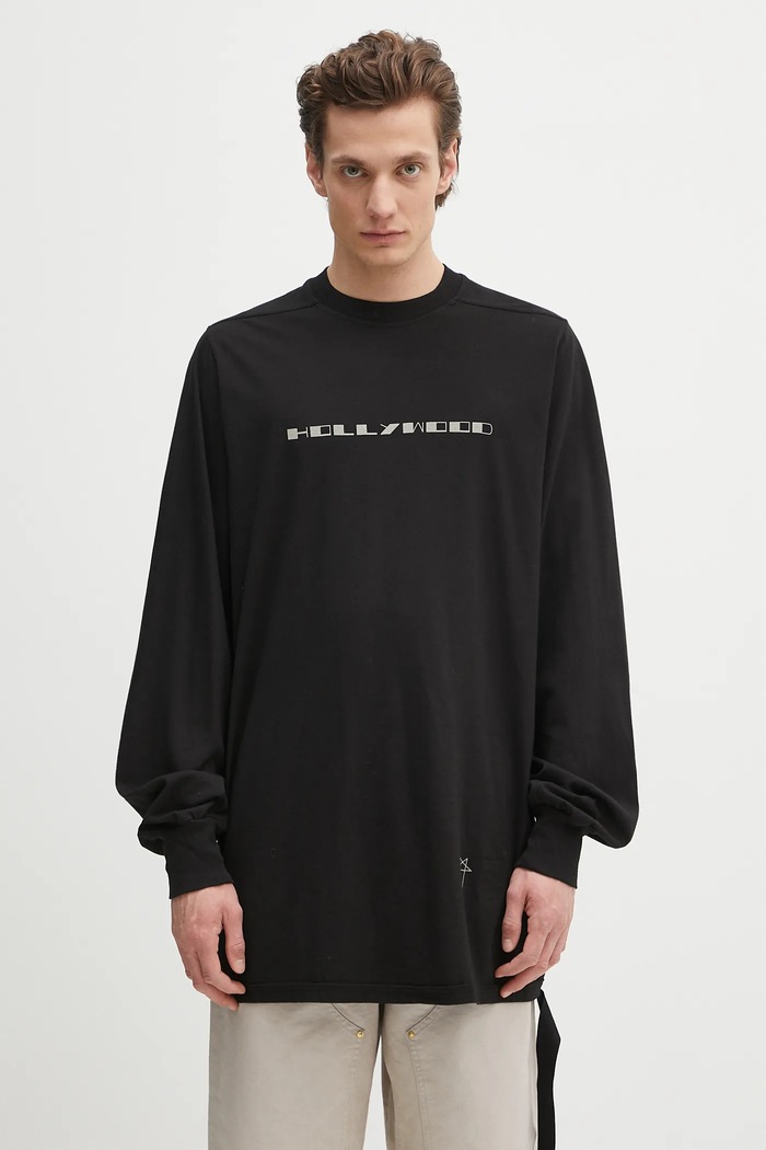 Хлопковый лонгслив Rick Owens DRKSHDW Jumbo Ls T печать чёрный DU01E3261.RNEP5