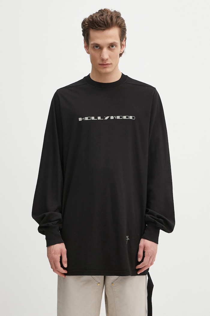 Хлопковый лонгслив Rick Owens DRKSHDW Jumbo Ls T печать чёрный DU01E3261.RNEP5