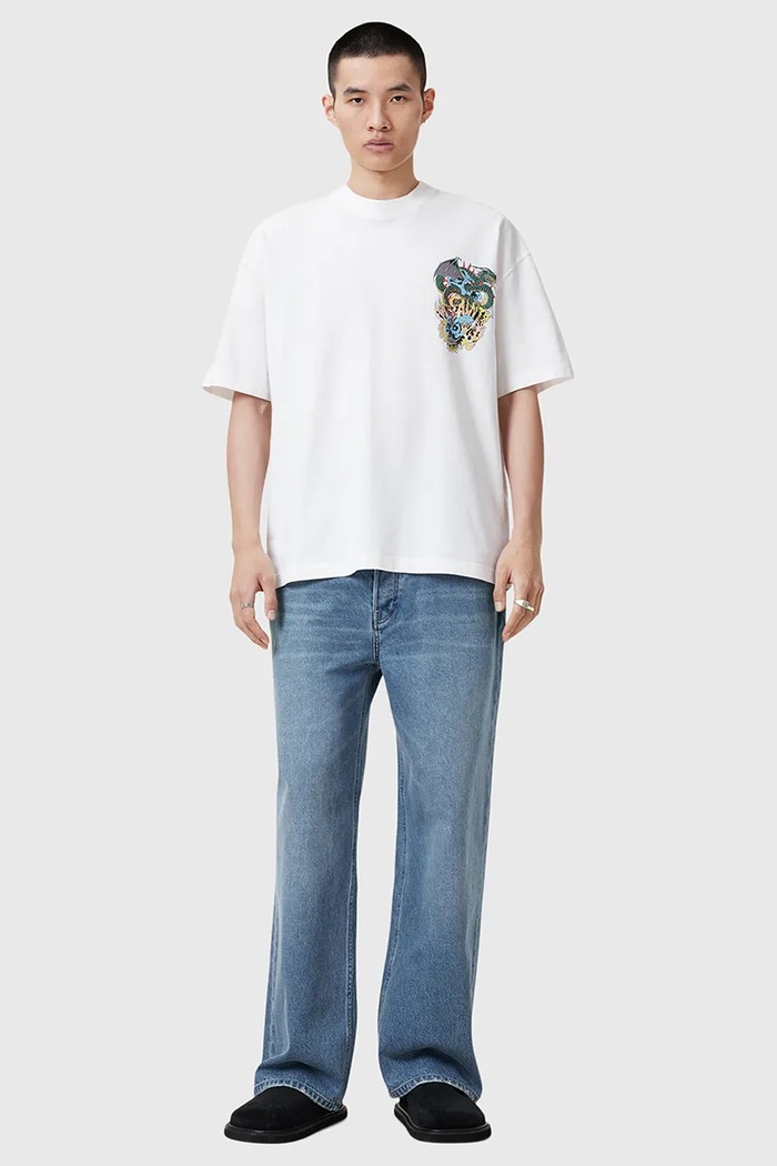 Βαμβακερό μπλουζάκι AllSaints WRITHER M020PC