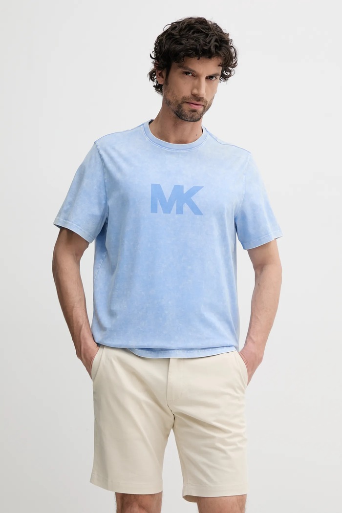 Michael Kors t-shirt bawełniany nadruk niebieski CS552I11V2