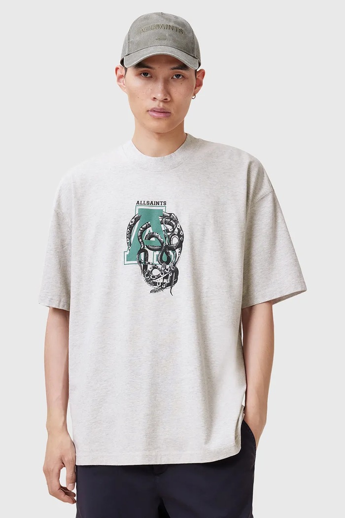 AllSaints t-shirt in cotone CADUCEUS grigio M005PC